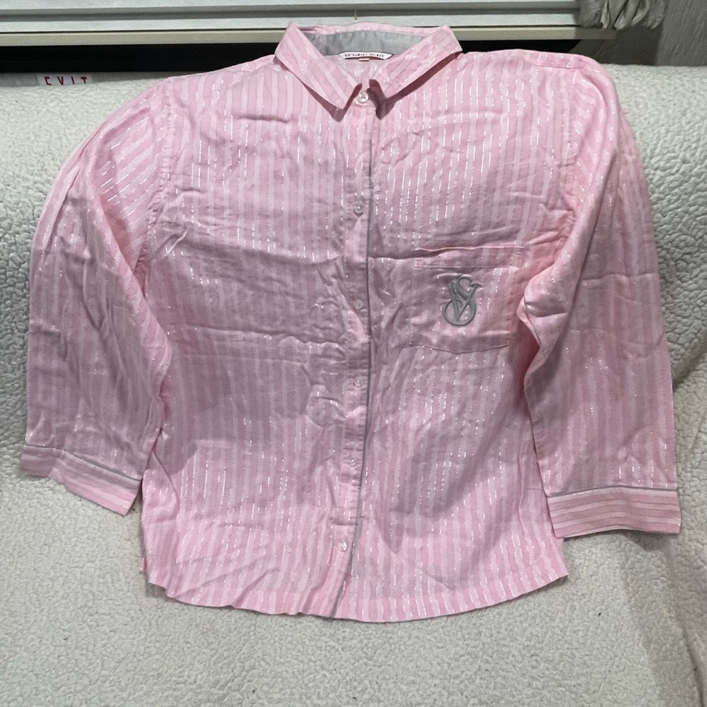 NWOT Victoria' Secret Sleep Shirt Womens XL PINK Button Front SLEEP SHIRT